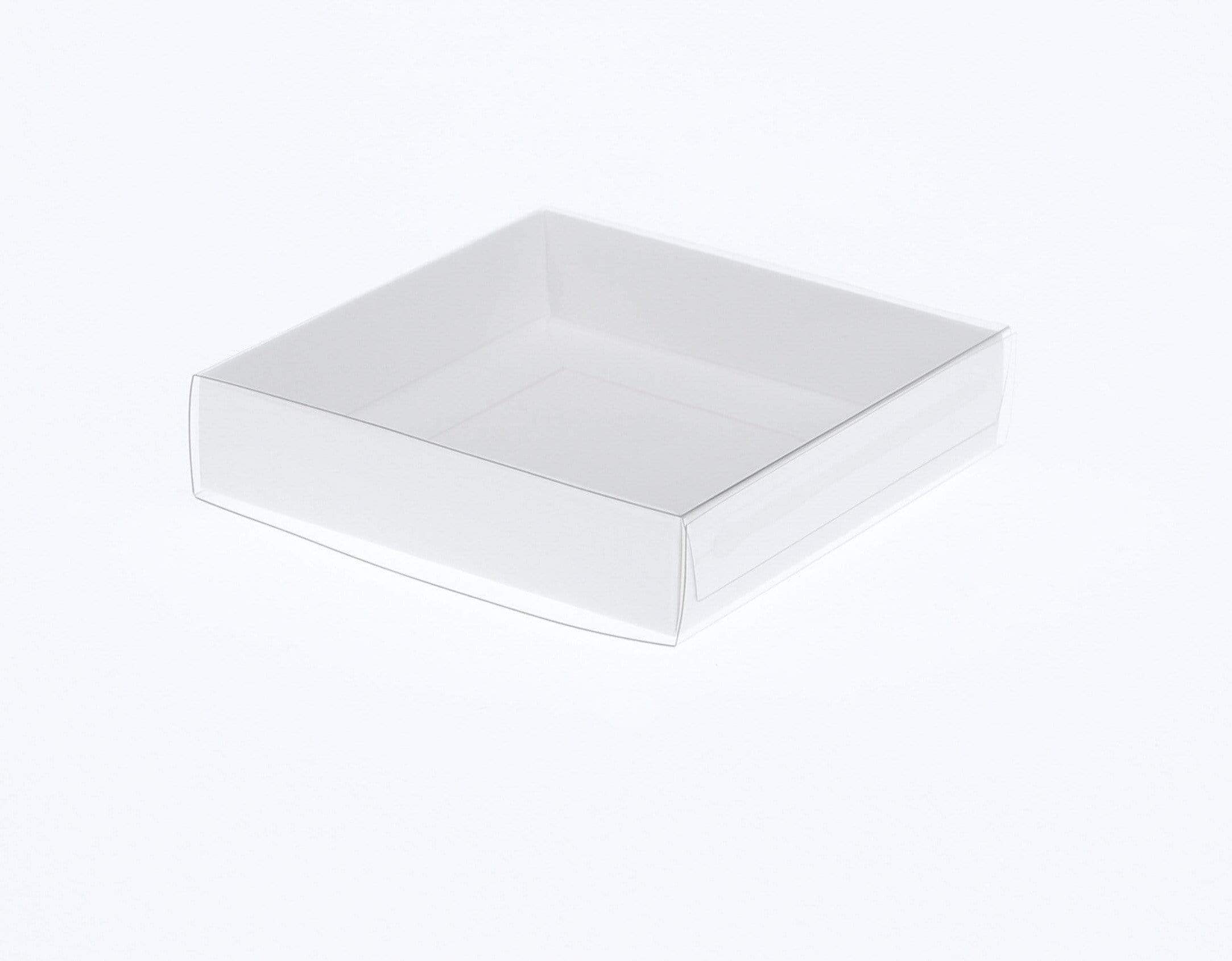 9 x 9 x 2cm Single Cookie Dessert Box with Clear Slide Cover - Gloss White